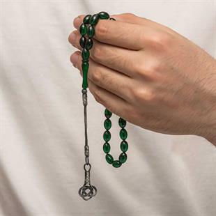 Hk Sıkma Kehribar Tesbih Gümüş Kazaz Püsküllü |Gümüş Takı Hediyelik Ürünler