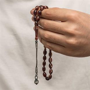 Hk Sıkma Kehribar Tesbih Gümüş Kazaz Püsküllü |Gümüş Takı Hediyelik Ürünler