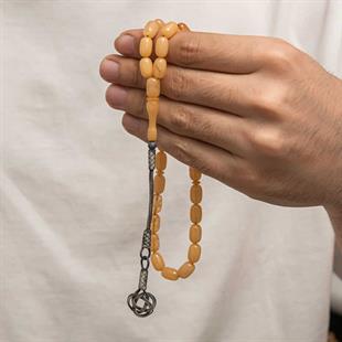 Hk Sıkma Kehribar Tesbih Gümüş Kazaz Püsküllü |Gümüş Takı Hediyelik Ürünler