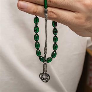 Hk Sıkma Kehribar Tesbih Gümüş Kazaz Püsküllü |Gümüş Takı Hediyelik Ürünler