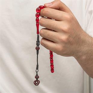 Hk Sıkma Kehribar Tesbih Gümüş Kazaz Püsküllü |Gümüş Takı Hediyelik Ürünler