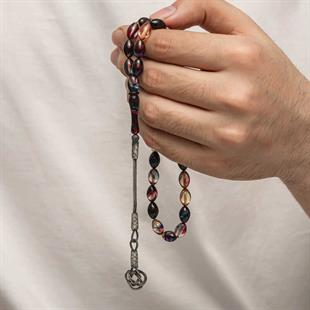 Hk Sıkma Kehribar Tesbih Gümüş Kazaz Püsküllü |Gümüş Takı Hediyelik Ürünler