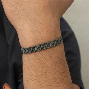 Hk Gümüş Erkek Bileklik Kazaziye Örgü|Gümüş Takı Hediyelik Ürünler