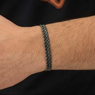 Hk Gümüş Erkek Bileklik Kazaziye Örgü|Gümüş Takı Hediyelik Ürünler