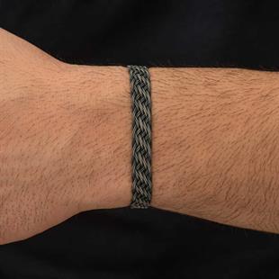 Hk Gümüş Erkek Bileklik Kazaziye Örgü|Gümüş Takı Hediyelik Ürünler
