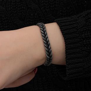 Hk Gümüş Kadın Bileklik Kazaziye Örgü|Gümüş Takı Hediyelik Ürünler