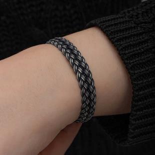 Hk Gümüş Kadın Bileklik Kazaziye Örgü|Gümüş Takı Hediyelik Ürünler