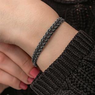 Hk Gümüş Kadın Bileklik Kazaziye Örgü|Gümüş Takı Hediyelik Ürünler