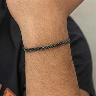 Hk Gümüş Erkek Bileklik Kazaziye Örgü|Gümüş Takı Hediyelik Ürünler