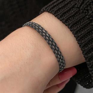 Hk Gümüş Kadın Bileklik Kazaziye Örgü|Gümüş Takı Hediyelik Ürünler