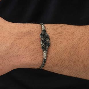 Hk Gümüş Erkek Bileklik Kazaziye Örgü|Gümüş Takı Hediyelik Ürünler