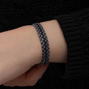 Hk Gümüş Kadın Bileklik Kazaziye Örgü|Gümüş Takı Hediyelik Ürünler