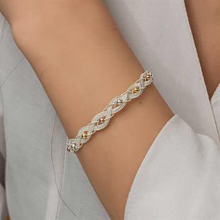 Hk Gümüş Kadın Bileklik Kazaziye Örgü|Gümüş Takı Hediyelik Ürünler