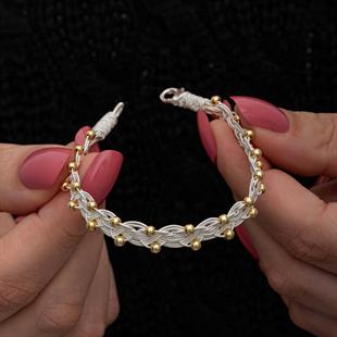 Hk Gümüş Kadın Bileklik Kazaziye Örgü|Gümüş Takı Hediyelik Ürünler