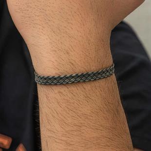Hk Gümüş Erkek Bileklik Kazaziye Örgü|Gümüş Takı Hediyelik Ürünler