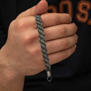 Hk Gümüş Erkek Bileklik Kazaziye Örgü|Gümüş Takı Hediyelik Ürünler