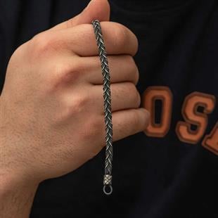 Hk Gümüş Erkek Bileklik Kazaziye Örgü|Gümüş Takı Hediyelik Ürünler