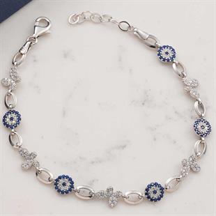 Hk Gümüş Kadın Bileklik Kelebek Nazar |Gümüş Takı Hediyelik Ürünler