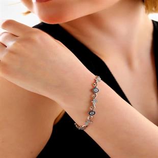 Hk Gümüş Kadın Bileklik Kelebek Nazar |Gümüş Takı Hediyelik Ürünler