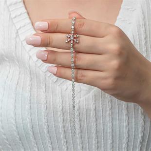 Hk Gümüş Kadın Bileklik Kırmızı Lotus Çiçeği Su Yolu |Gümüş Takı Hediyelik Ürünler