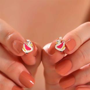 Hk Gümüş Çocuk Küpe Kuğu |Gümüş Takı Hediyelik Ürünler