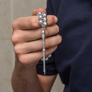 Hk Gümüş Erkek Tesbih Küre Kesim 7 mm |Gümüş Takı Hediyelik Ürünler