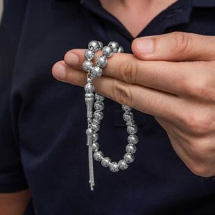 Hk Gümüş Erkek Tesbih Küre Kesim 7 mm |Gümüş Takı Hediyelik Ürünler
