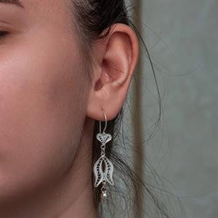 Hk Gümüş Kadın Küpe Lale Motifli Telkari |Gümüş Takı Hediyelik Ürünler