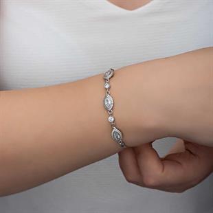 Hk Gümüş Kadın Bileklik Mekik Zirkon Taşlı |Gümüş Takı Hediyelik Ürünler