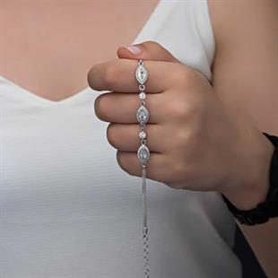 Hk Gümüş Kadın Bileklik Mekik Zirkon Taşlı |Gümüş Takı Hediyelik Ürünler