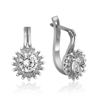 Hk Gümüş Kadın Küpe Mengeçli Yuvarlak Kesim|Gümüş Takı Hediyelik Ürünler