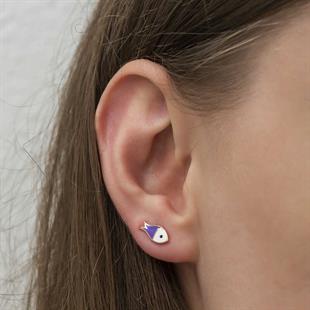 Hk Gümüş Kadın Küpe Mor Balık |Gümüş Takı Hediyelik Ürünler