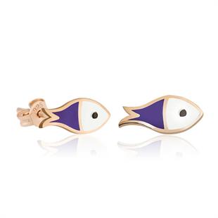 Hk Gümüş Kadın Küpe Mor Balık |Gümüş Takı Hediyelik Ürünler