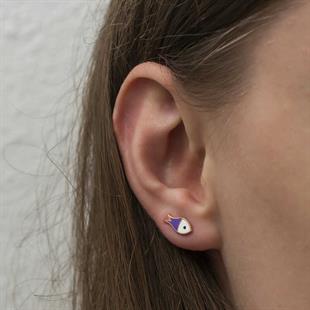 Hk Gümüş Kadın Küpe Mor Balık |Gümüş Takı Hediyelik Ürünler