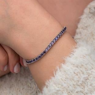 Hk Gümüş Kadın Bileklik Mor Zirkon Taşlı Su Yolu |Gümüş Takı Hediyelik Ürünler