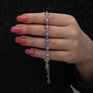 Hk ​Gümüş Kadın Bileklik Nazar Boncuklu |Gümüş Takı Hediyelik Ürünler