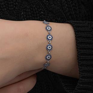 Hk ​Gümüş Kadın Bileklik Nazar Boncuklu |Gümüş Takı Hediyelik Ürünler