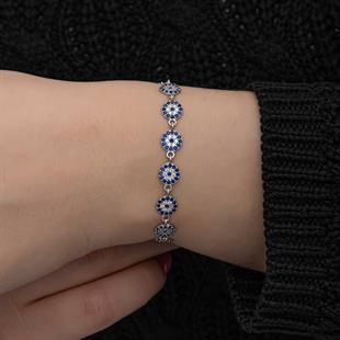 Hk ​Gümüş Kadın Bileklik Nazar Boncuklu |Gümüş Takı Hediyelik Ürünler