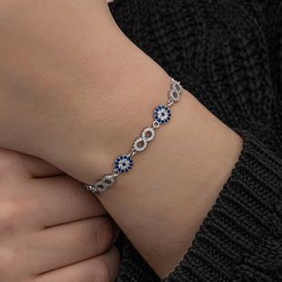 Hk ​Gümüş Kadın Bileklik Nazar Boncuklu Sonsuzluk |Gümüş Takı Hediyelik Ürünler