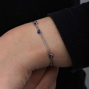 Hk Gümüş Kadın Bileklik Nazar |Gümüş Takı Hediyelik Ürünler