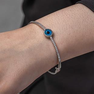 Hk Gümüş Kadın Bilezik Nazarlı Göz |Gümüş Takı Hediyelik Ürünler