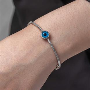 Hk Gümüş Kadın Bilezik Nazarlı Göz |Gümüş Takı Hediyelik Ürünler