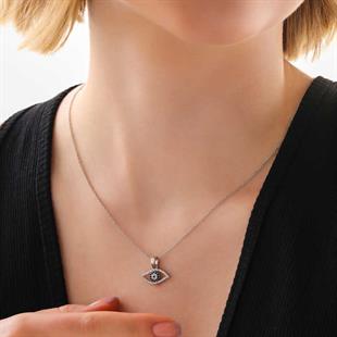 Hk Gümüş Kadın Kolye Nazarlı Göz |Gümüş Takı Hediyelik Ürünler