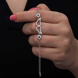 Hk Gümüş Kadın Bileklik Nazarlı Melek Kanadı |Gümüş Takı Hediyelik Ürünler