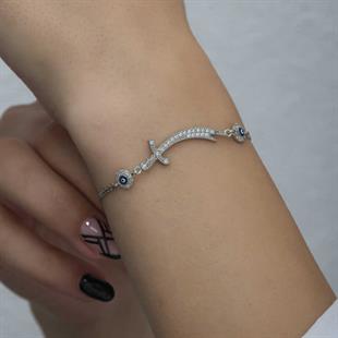 Hk Gümüş Kadın Bileklik Nazarlı Zülfikar Kılıcı |Gümüş Takı Hediyelik Ürünler