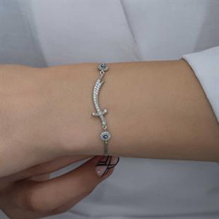 Hk Gümüş Kadın Bileklik Nazarlı Zülfikar Kılıcı |Gümüş Takı Hediyelik Ürünler