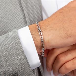 Hk Gümüş Erkek Bileklik Oksitli |Gümüş Takı Hediyelik Ürünler