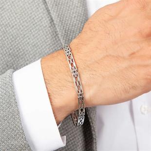 Hk Gümüş Erkek Bileklik Oksitli |Gümüş Takı Hediyelik Ürünler