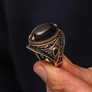 Hk Gümüş Erkek Yüzük Oniks Taşlı |Gümüş Takı Hediyelik Ürünler