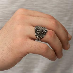 Hk Gümüş Erkek Yüzük Osmanlı Devlet Armalı |Gümüş Takı Hediyelik Ürünler